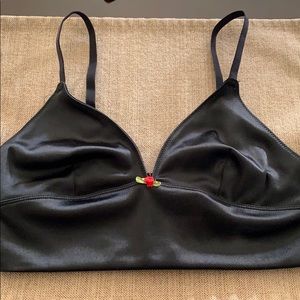 black satin rose bralette